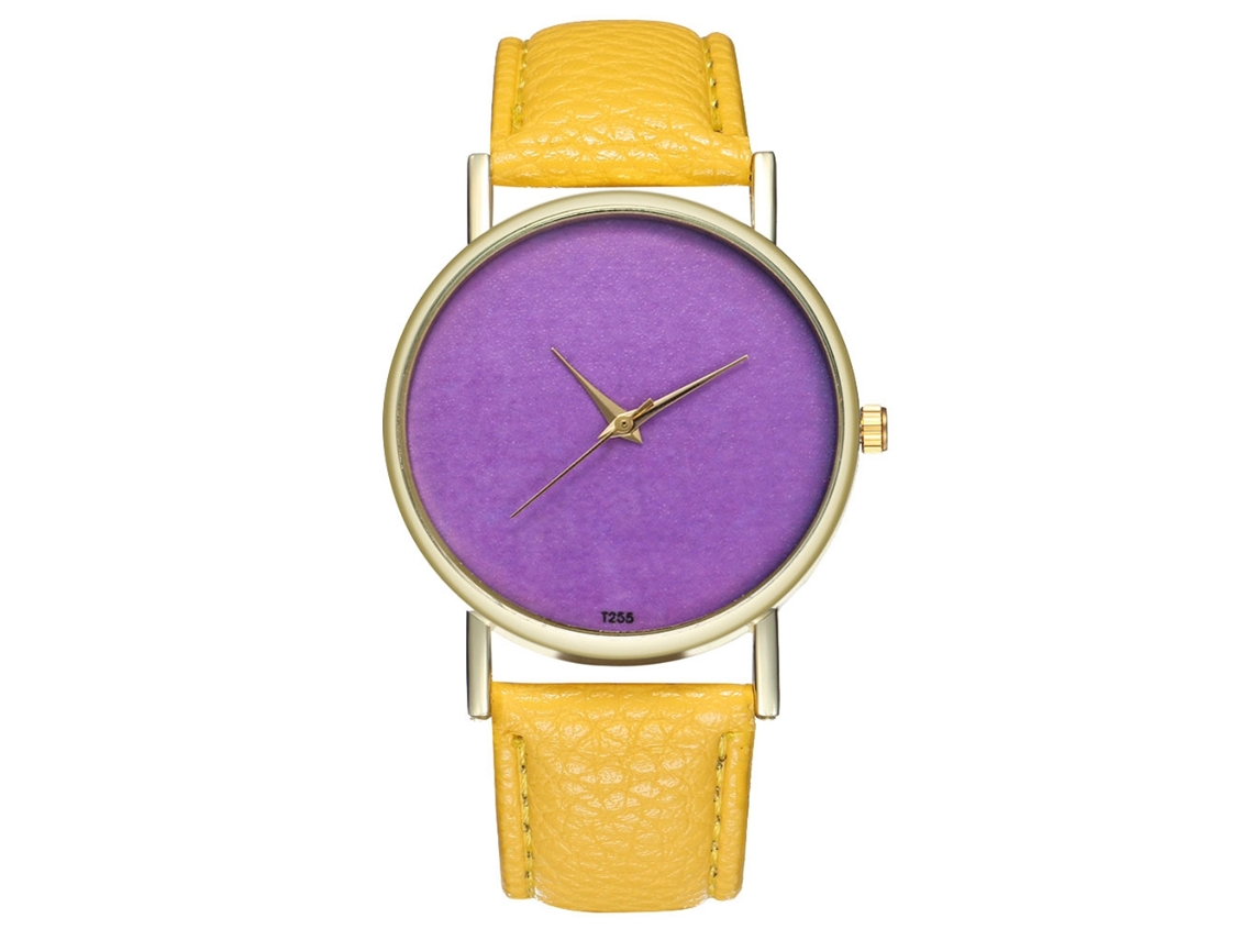 Relógio de Pulso Analógico de Quartzo com Dial Redondo Fashion (amarelo)