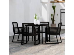 Vidaxl 5 Pcs Conjunto De Jantar Para Jardim Preto