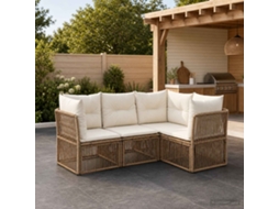 Vidaxl Conjunto De Sofá De Jardim 4 Unid. Bege Vime Pe