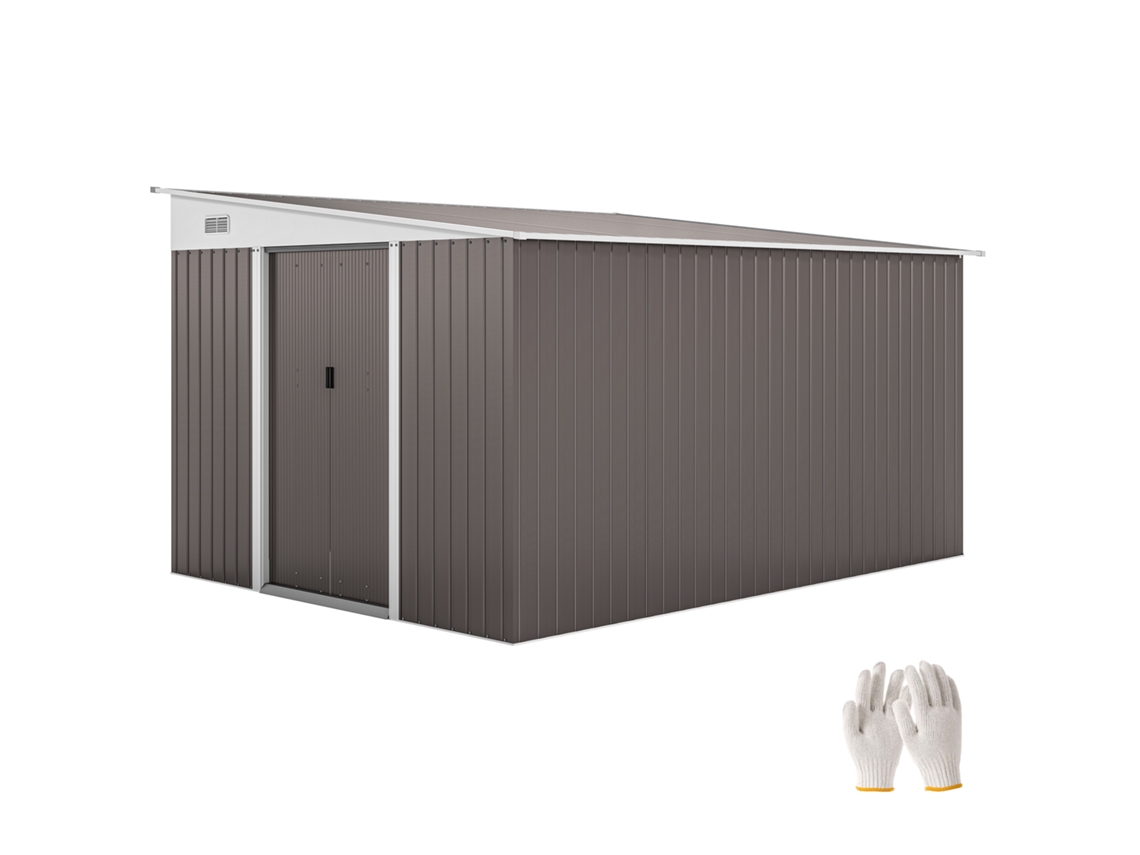 Galpão de Jardim Telhado Inclinado 2,8x3,45x2,01m Cinza Envio Rápido