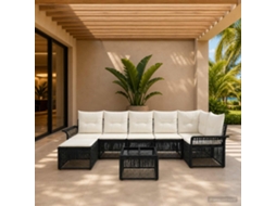 Vidaxl Conjunto De Sofá De Jardim 8 Unid. Preto Vime Pe