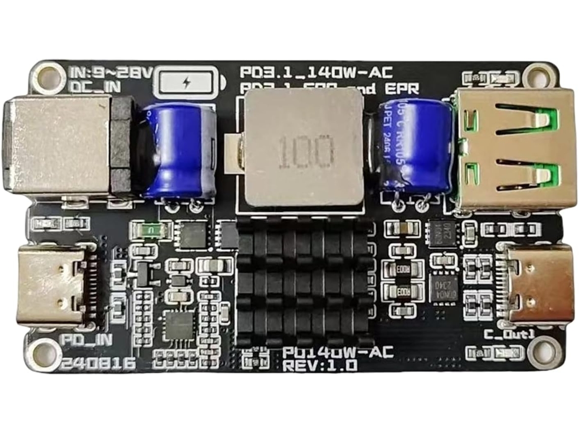Módulo De Carregamento Usb Type-c Adaptável, 100-240v, 140w, Com