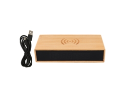 Relógio Despertador Digital de Bambu com Carregamento Sem Fio e Led Multifuncional