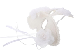 Máscara Veneziana Branca Com Renda E Lantejoulas, Elegante Máscara Facial Completa Para Baile De Máscaras Feminino