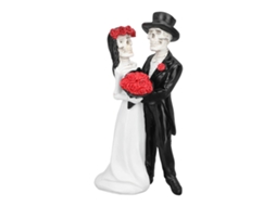 Estatua de Pareja de Esqueletos Bailando Novio Novia Halloween Boda Gótica Resina Decorativa | S/MARCA