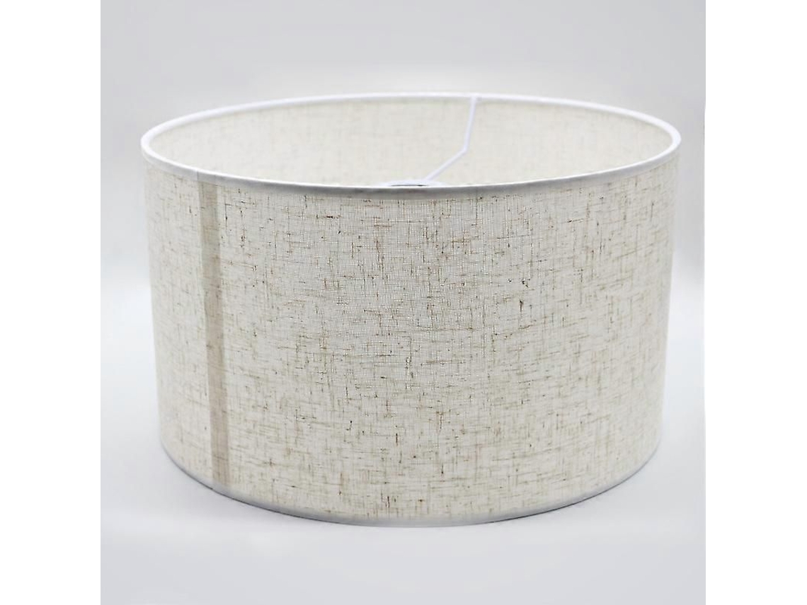 Abajur De Tecido De Linho Natural, Marrom E Branco, Para Mesa E Chão