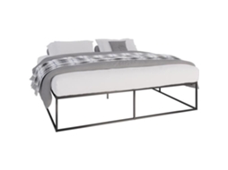 Estrutura De Cama Scala Com Estrado De Ripas Em Metal - Clp - Preto - 200x200 Cm - Capacidade De Carga 320 Kg