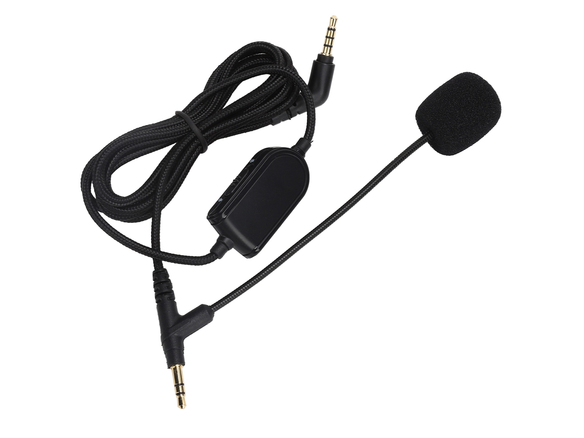 Cabo de áudio Mali para fones com controle de volume, microfone, para headset gamer, preto