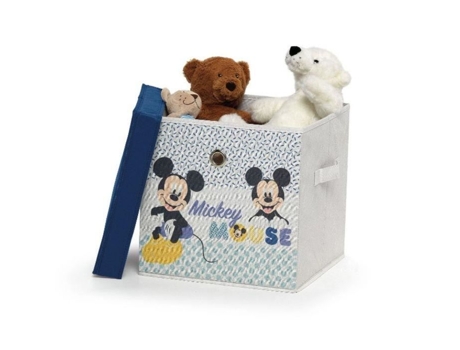 Recipiente de armazenamento - Domopak Living - Mickey Mouse - 30x30x30 cm - Polialgodão decorado - Multicolor