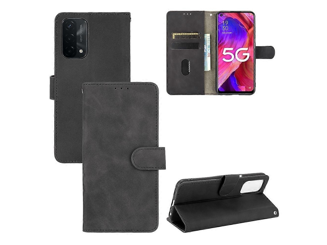 Capa De Couro Pu Com Textura De Bezerro E Fecho Magnético, Cor Sólida, Com Compartimento Para Cartão E Carteira, Para Oppo A93 5g