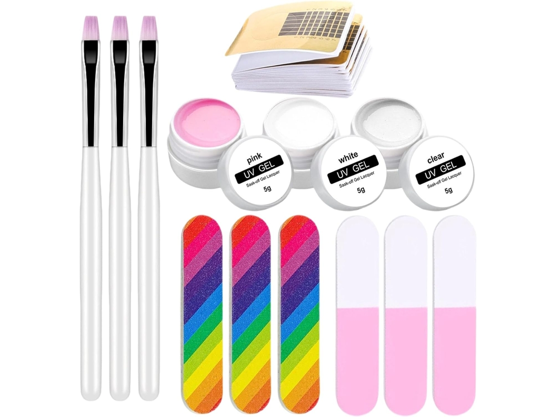 Kit de manicure para extensão de unhas em gel com Lixa.