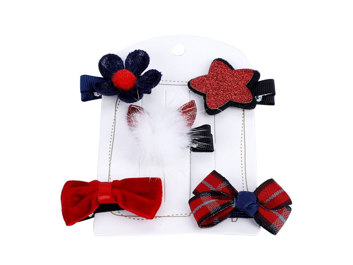 Conjunto De 5 Clipes De Cabelo Laxiscreed Com Laço E Flor Vermelha Para Raparigas