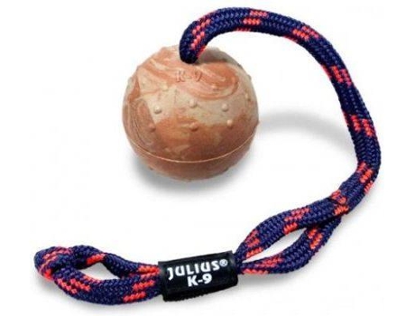 Bola em Borracha Natural com Pega e Corda Julius K9