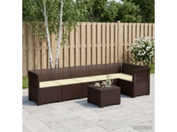 Vidaxl Sofá De Jardim Para 6 Pessoas Com Almofadas Aparência De Rattan