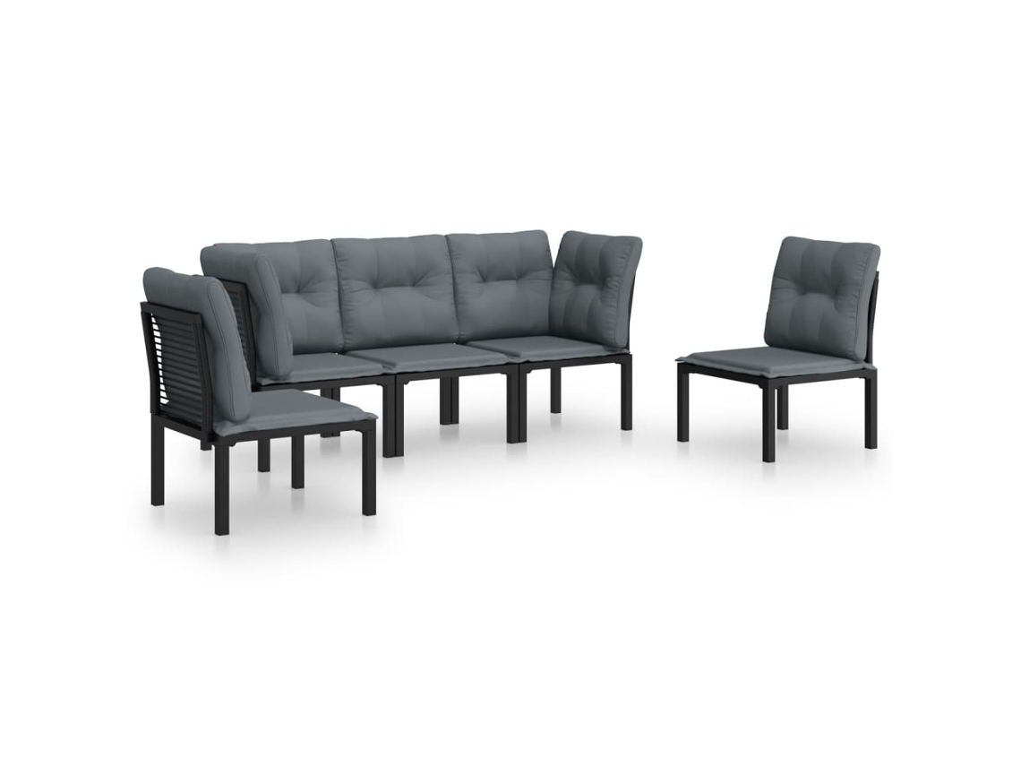 Conjunto de 5 Lounge Jardim Vime Pe Preto e Cinzento MAISON EXCLUSIVE (5 unid.)