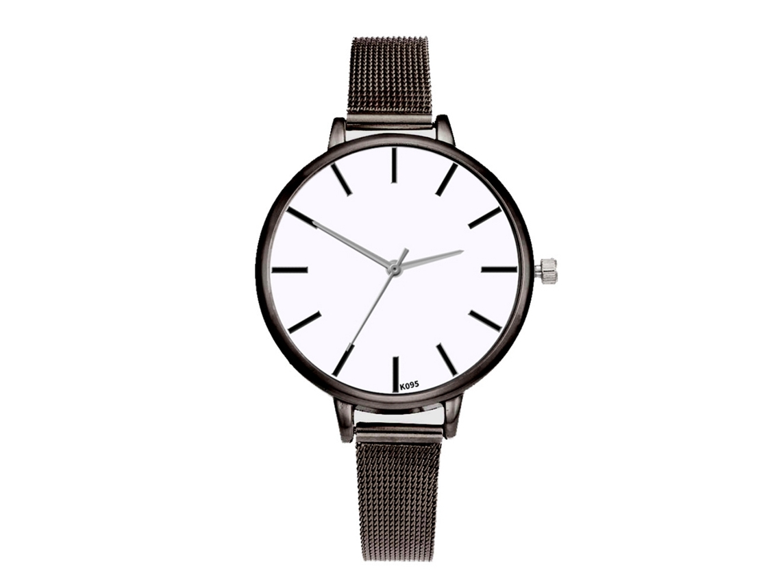 Relógio Analógico de Quartzo Feminino com Pulseira de Metal Estilo Casual e Elegante (preto)