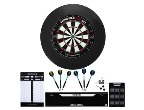 Jogos de Dardos ENGELHART Longfield Pro 501 Alvo de Sisal 6 Dardos Anel Protetor