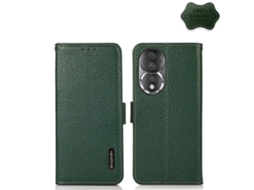 Capa Para Celular For Honor 80 Pro Khazneh Em Couro Cor Lichia Com Fecho Magnético Lateral E Proteção Rfid.