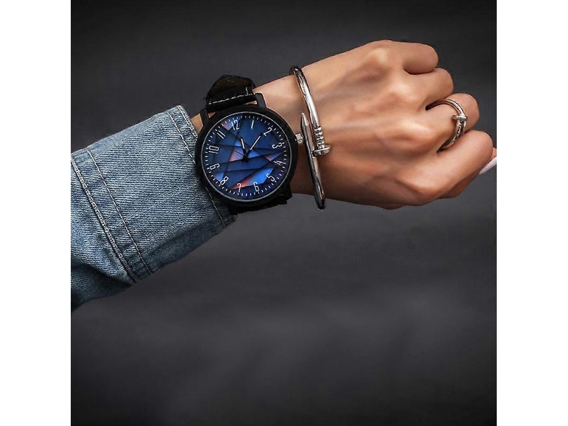 Relógio De Quartzo Retrô À Prova D'água Com Pulseira De Couro Pu