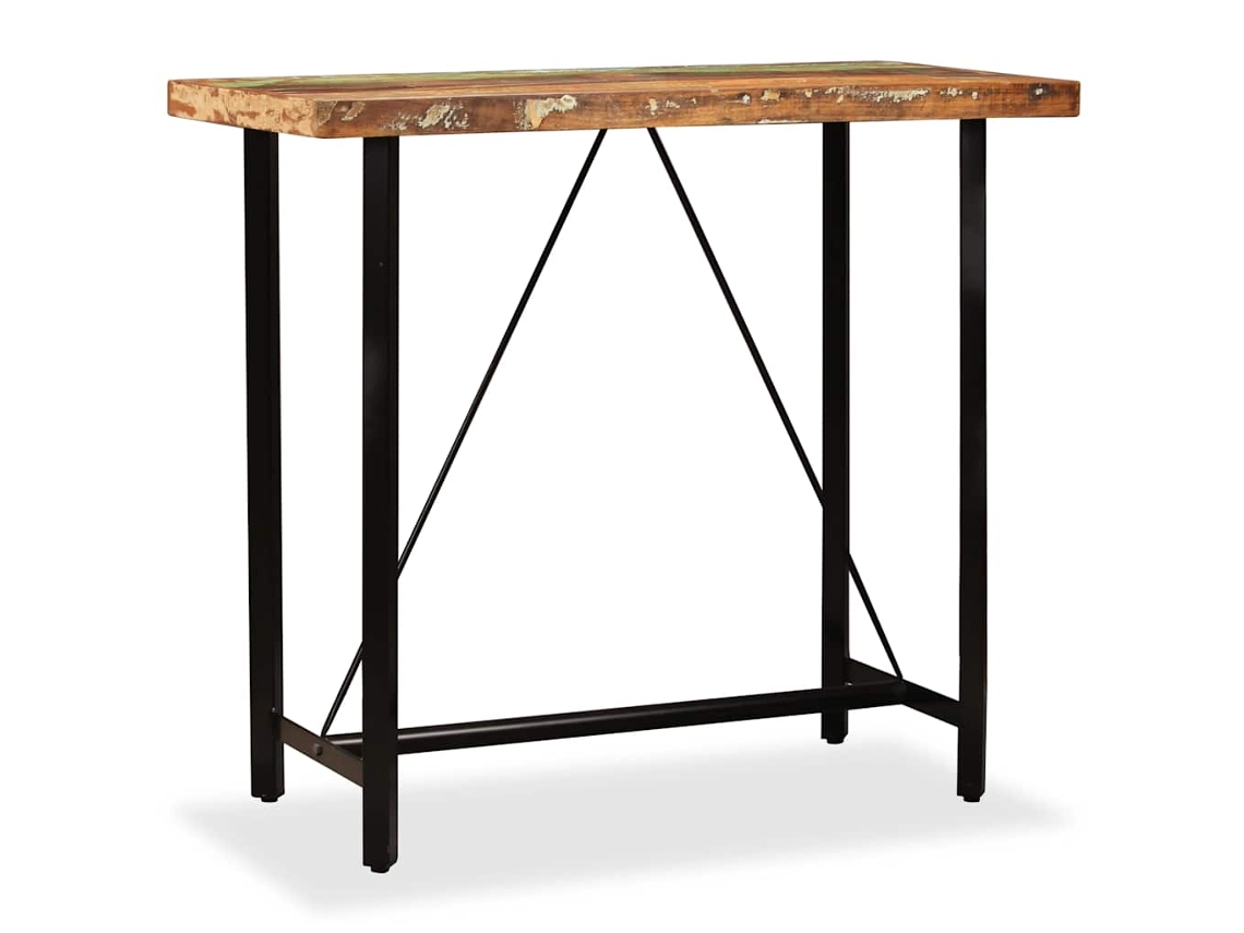 Conjunto de Bar 5 Pcs Madeira Recuperada com Couro Genuíno e Lona MAISON EXCLUSIVE