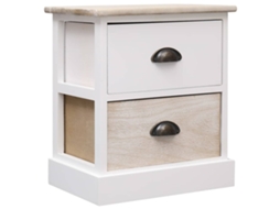Mesas de Cabeceira 38x28x45 Cm 2 Pcs Paulownia Branco e Natural MAISON EXCLUSIVE