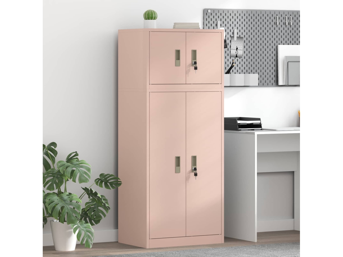 Vidaxl Armário De Arrumação 2 Unid. Rosa 60 X 40 X 145 Cm Aço
