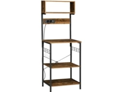 Estante de Cozinha Melamina de Madeira e Aço Cor Marrom Rústico e Preto 60x42x153 cm Homcom