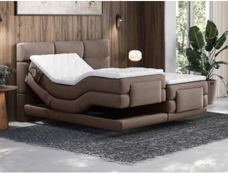 Cama continental LODI VENTE-UNIQUE Castanho 2x90x200 cm - Com colchão - Com sommier