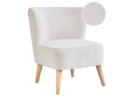 Poltrona Beliani Alven De Bouclé Branco 65x75x78