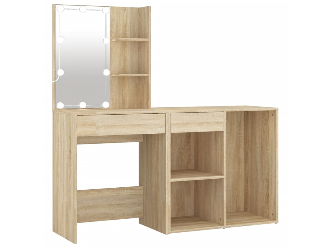 Led Dressing Table With Cabinet, Led Dressing Tables With Cabinets Vidaxl Marrom Madeira Processada (n/a)
