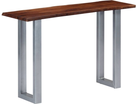 Mesa Consola  Madeira de Acácia Maciça e Ferro (115x35x76cm)