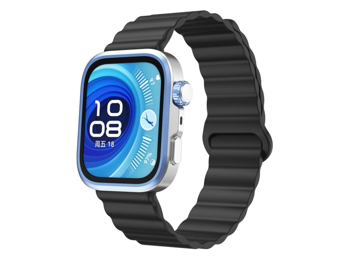 Bracelete Para Huawei Watch Fit 4 / Fit 4 Pro / Fit 3 - Silicone Magnético - Wave Preta