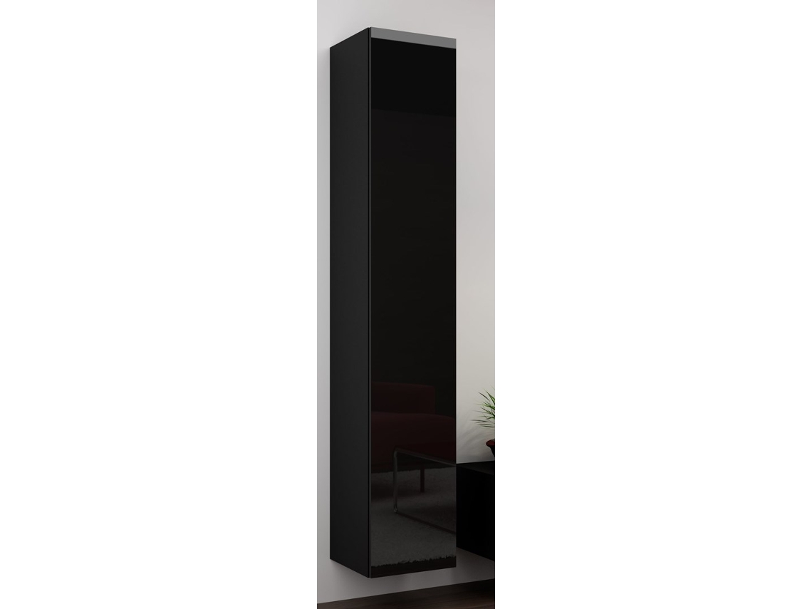 Cama Full Cabinet Vigo 180 180/40/30 Preto/Preto Brilho Cama Meble