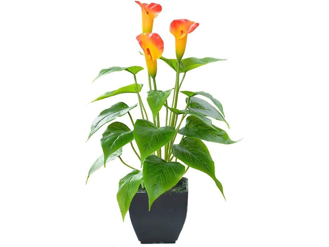 Planta Artificial Calla Lily Vasinho Pequeno Decoração Casa Escritório Laranja Nova Line S/MARCA