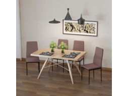 Conjunto De 4 Cadeiras Estofadas Para Sala Estar Ou Jantar, Poltronas Cozinha Modernas, Em Metal E Tecido Caqui