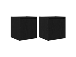 Wall-mounted Bedside Cabinet, Wall-mounted Bedside Cabinets Vidaxl Preto Madeira Processada (n/a)