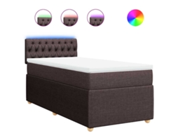 Conjunto 1 Cama Box Spring Vidaxl Marrom Tecido (200 X 90 X 100.5 Cm)