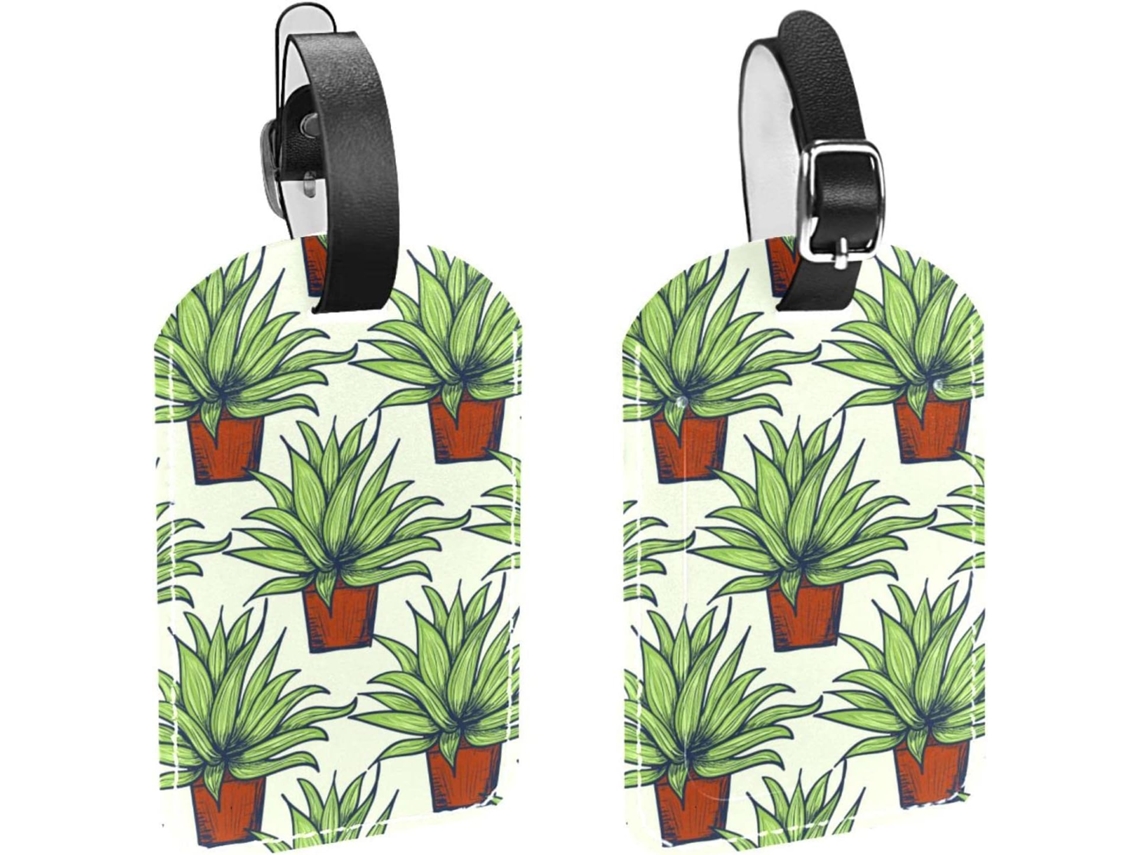 Conjunto De 2 Etiquetas Bagagem Em Couro Pu Maguey Proteção Privacidade