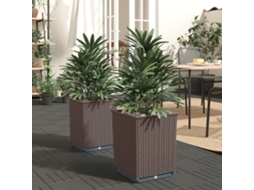 Vidaxl Vasos/floreiras 2 Pcs 30x30x37 Cm Polipropileno Castanho