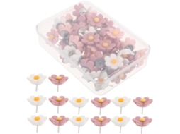 Conjunto de 50 tachinhas com estampas florais para paredes e fotos de exposições em mesas e salas de aula.