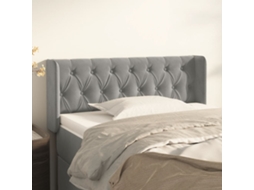 Cabeceira de cama c/ abas veludo 93x16x78/88 cm cinzento-claro