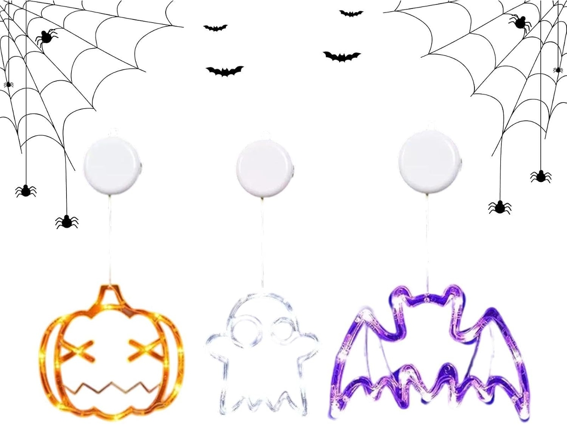 Conjunto De 3 Luminárias De Halloween Com Ventosas Assustadoras |