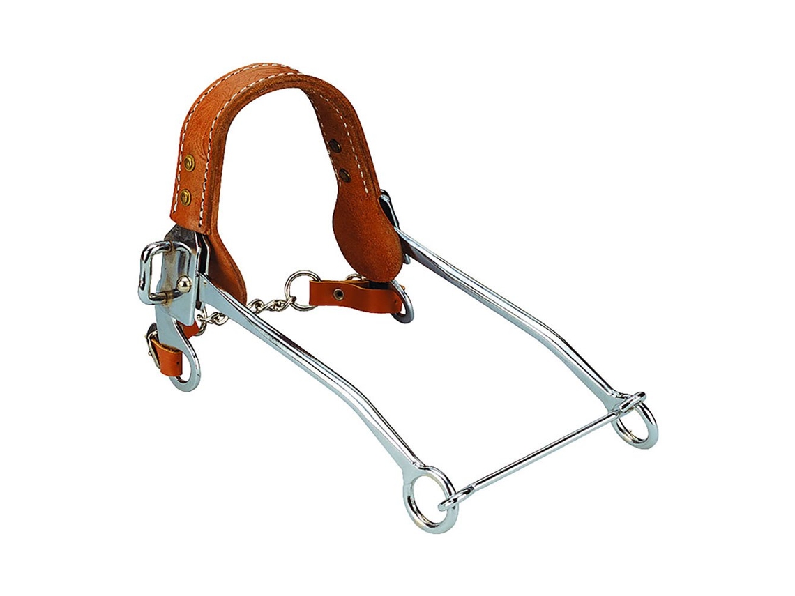 Hackamore de Bochechas Compridas de Couro Prateado Fullfeeling