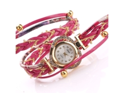 Relógio Feminino de Pulso Analógico Quartzo Pulseira Strass Coração Rosa