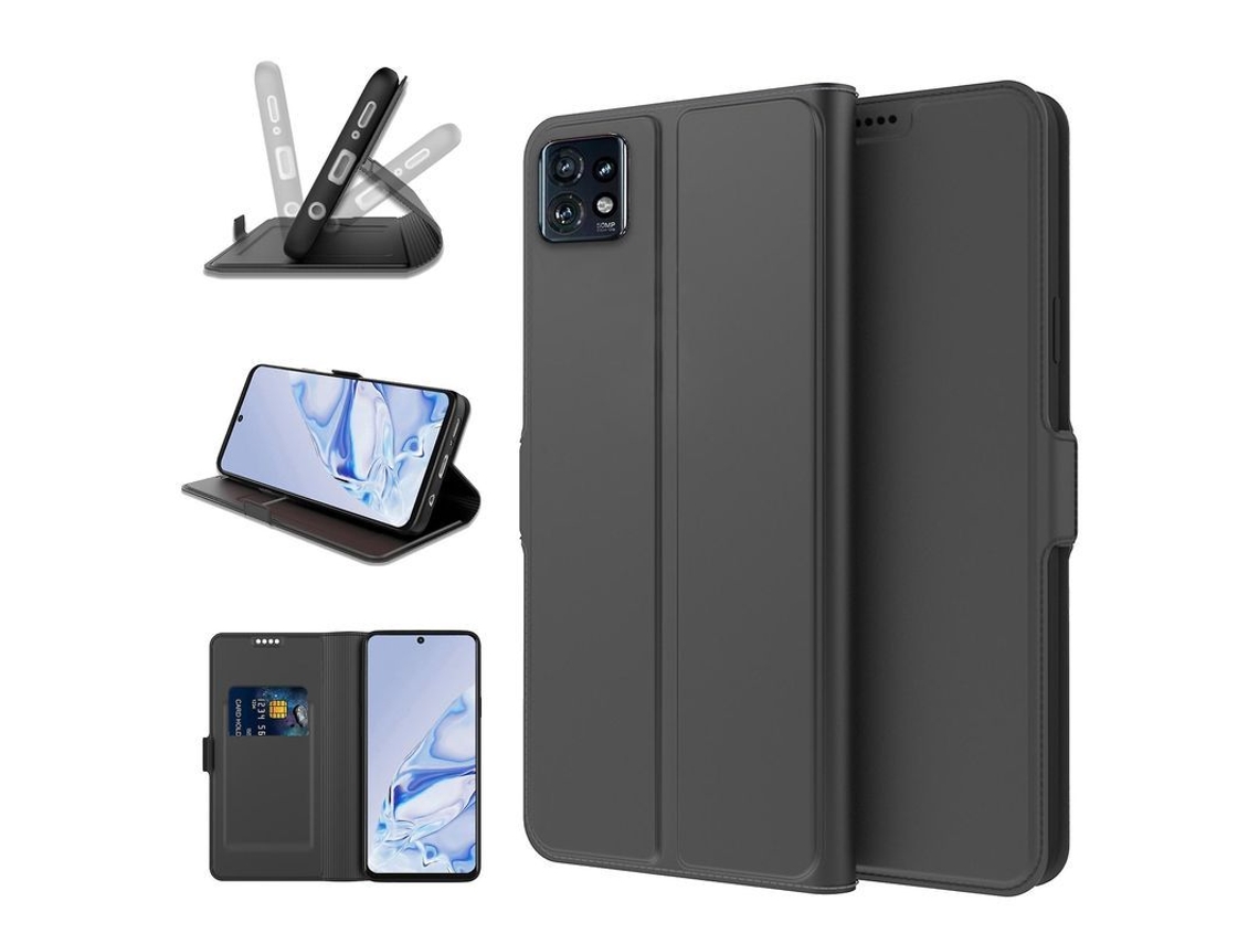 Yuru capa Protetora Flip Compatível com Motorola Edge 40 Pro 5g Cor Preta Material Putpu