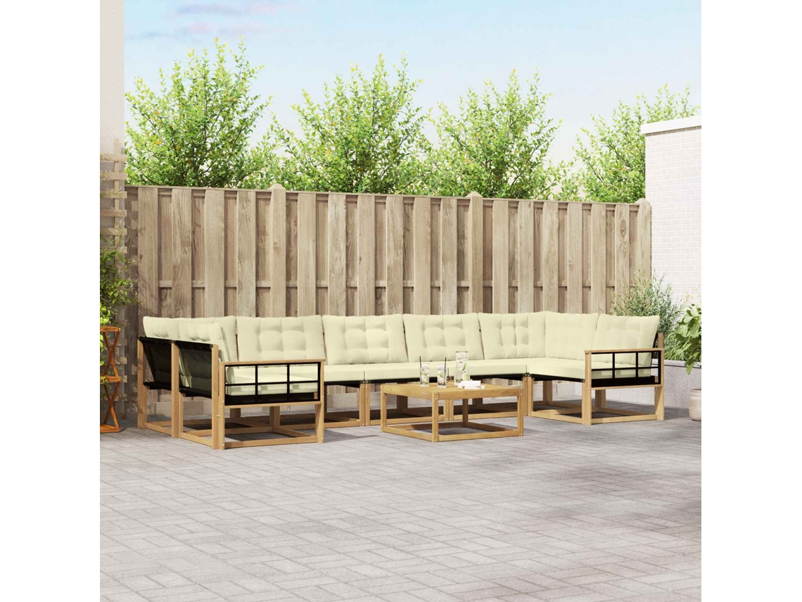 Vidaxl Conjunto De Sofás Para Exterior 8 Pcs Branco E Creme