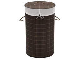 Cesto De Roupa Suja Redondo De Bambu Vidaxl Marrom, Para Organizar E Guardar Roupa Suja De Forma Prática