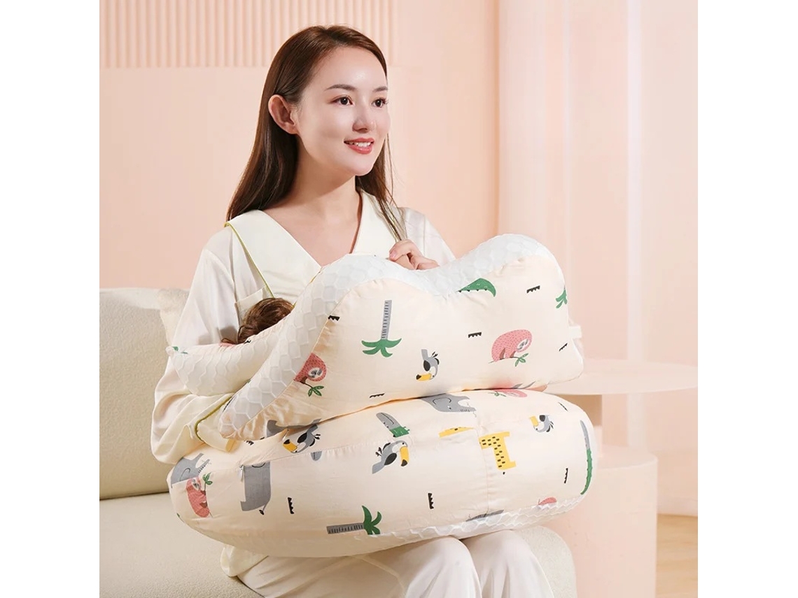 Almofada De Amamentação Ergonómica E Lavável, Algodão, Branco Elysve