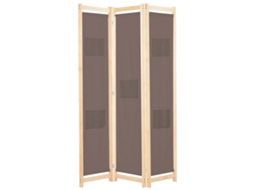 Vidaxl Divisória De Quarto Com 3 Painéis 120x170x4 Cm Tecido Castanho