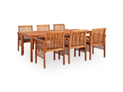 vidaXL 7 pcs conjunto de jantar exterior c/ almofadões acácia maciça